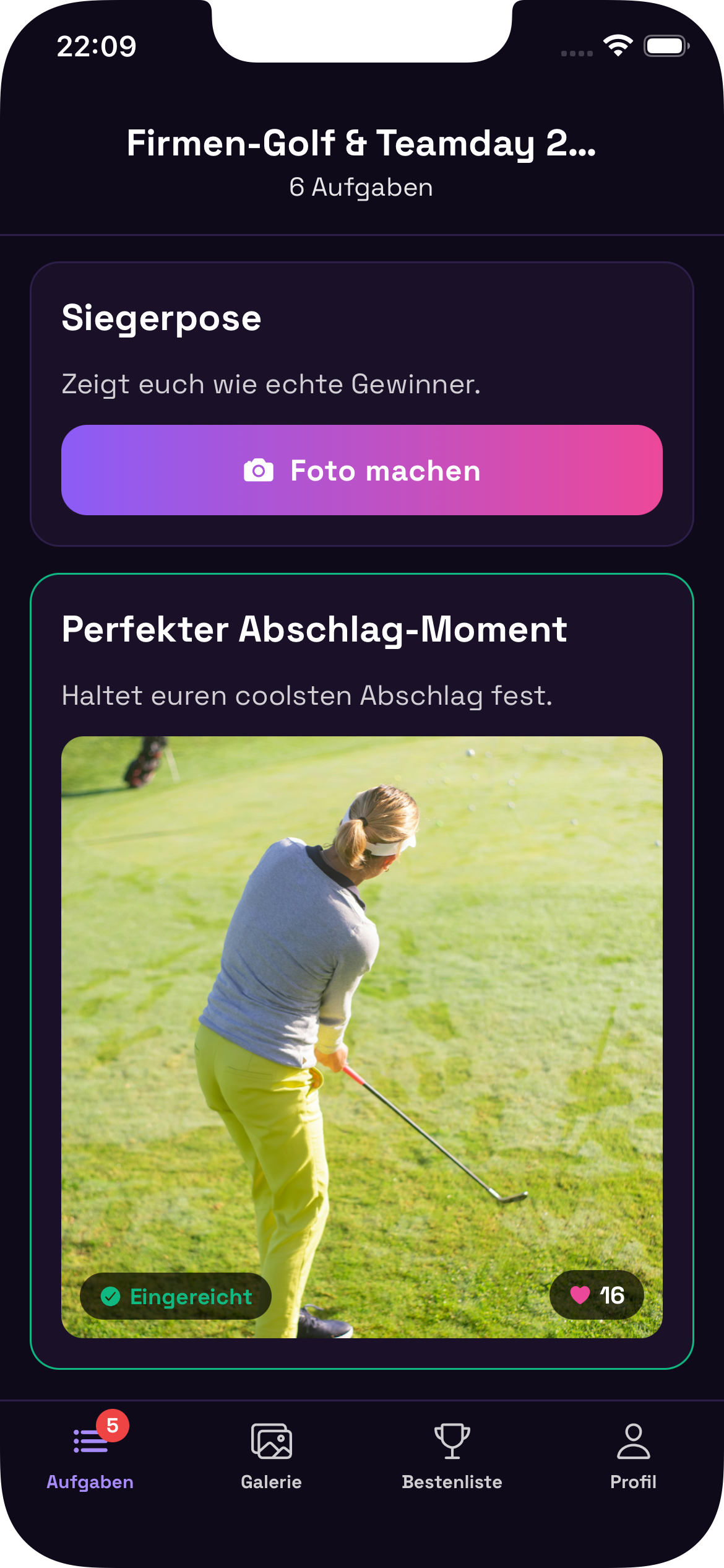 Aufgaben-Ansicht fürs Team